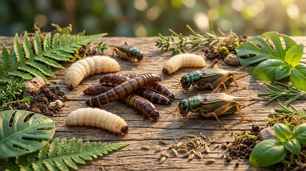 Larves, insectes et plantes sur bois ancien